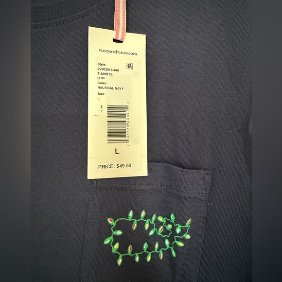 NWT Vineyard Vines long sleeve navy whale loungewear top size L Christmas - Picture 2 of 5